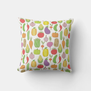 Coussin Légumes dessinés à la main, arrière - plan de dood