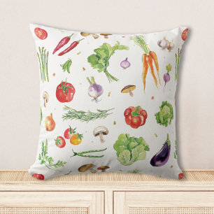 Coussin Légumes frais colorés à l'aquarelle
