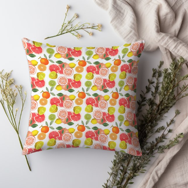 Coussin Lemon citrus yellow Pattern  (Lemon citrus yellow Pattern Throw Pillow.)