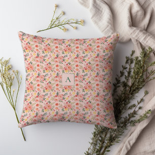 Coussin Lemon  Floral rose Pivoine motif rustique monogram