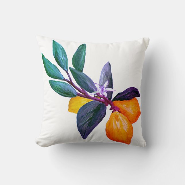 Coussin Lemon Leaf Pillow | Artistic Citrus Garden  (Recto)