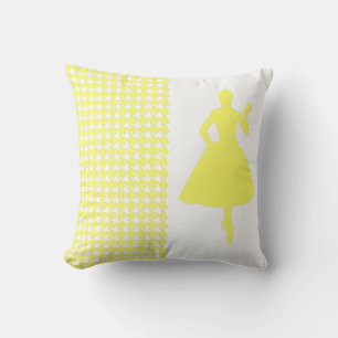 Coussin Lemonade Houndstooth moderne avec Silhouette