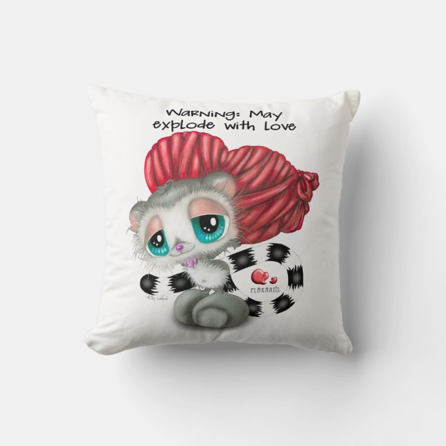 Coussin Lemur Surprise Love - Cozy Whisper Hand-Art (Recto)