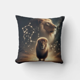 Coussin Leo Zodiac Art - Lion majestueux et Constellation.