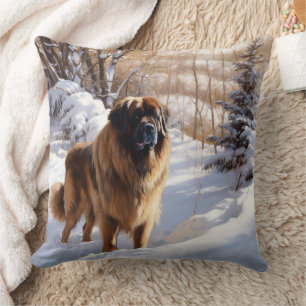 Coussin Leonberger Laissez-le neiger Noël