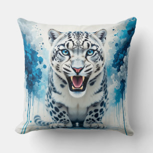 Coussin Léopard Blanc Féroce