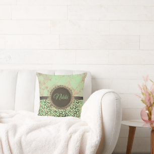 Coussin Léopard de Lime Green Marble