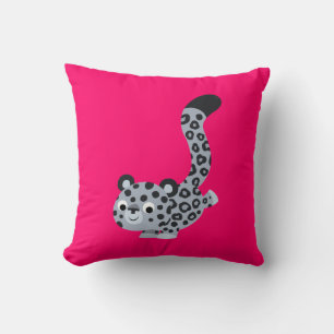 Coussin léopard de neige mignon à l'atterrissage