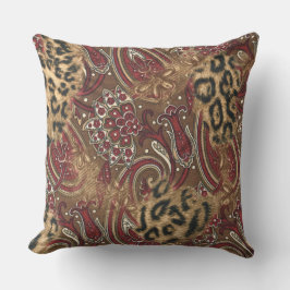 Coussin Léopard et copie de motif de Paisley