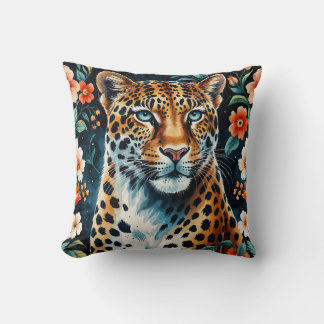 Coussin léopard floral vintage
