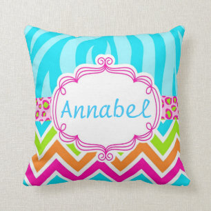 Coussin Léopard lumineux et Chevron de zèbre personnalis