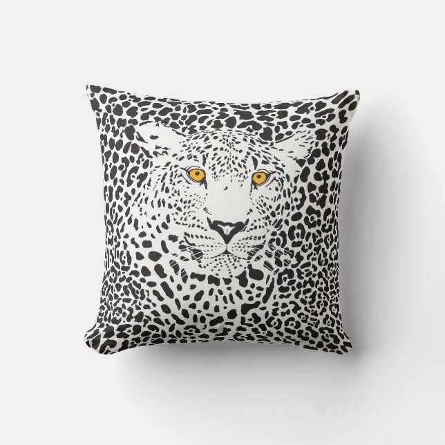 Coussin Léopard noir et blanc dans les points (Recto)