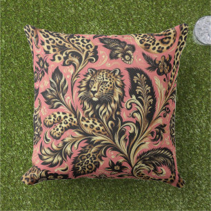 Coussin Léopard rose et noir de la jungle