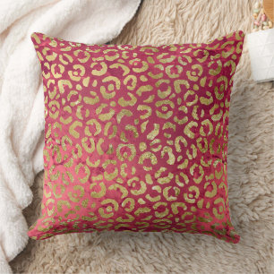 Coussin Léopard rouge doré