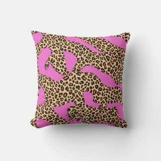 Coussin Leopard Stripes rose Orange animal sauvage