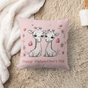 Coussin Les amateurs de Giraffe de Cartoon mignonne Coeurs