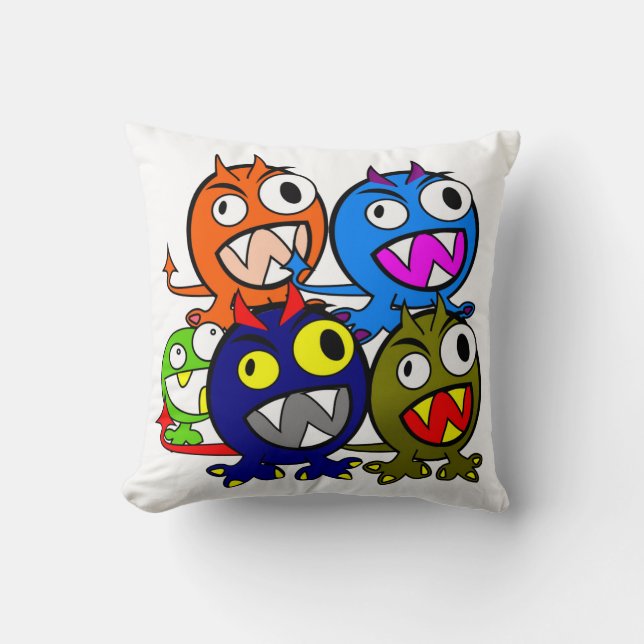 Coussin Les amis du monstre d'Halloween (Recto)