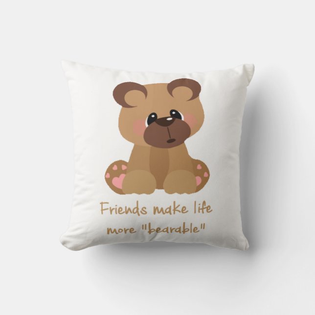 Coussin Les amis font la vie Portable Citation Inspiration (Recto)