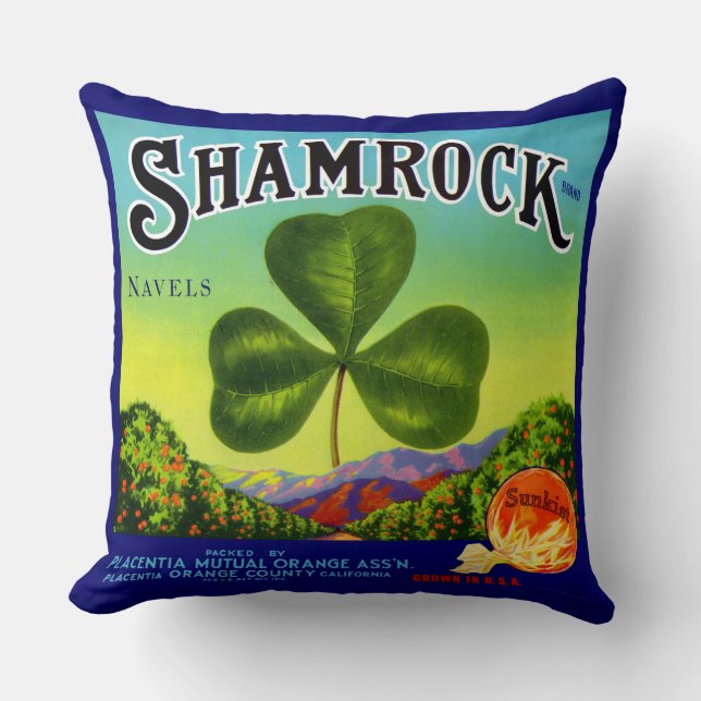 Coussin Les années 1930 étiquette  Shamrock Navel Oranges (Recto)