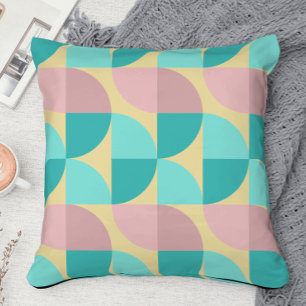 Coussin les années 70 rétro rose turquoise & jaune milieu 