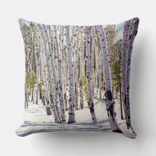 Coussin Les arbres d'Aspen dans la forêt
