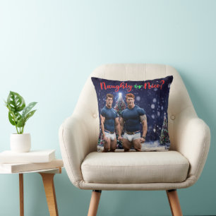 Coussin Les arbres de Noël lumineux de SlipperyJoe deux mu