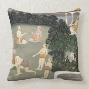 Coussin Les athlètes exécutent avant un noble assis,