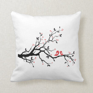 Coussin Les baisers de l'oiseau sur la branche d'arbre