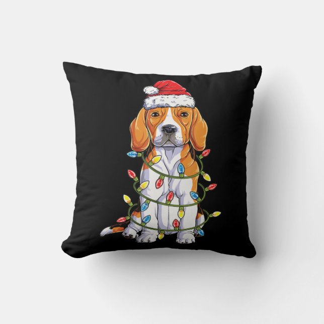Coussin Les cadeaux de Noël des Beagles Père Noël (Recto)