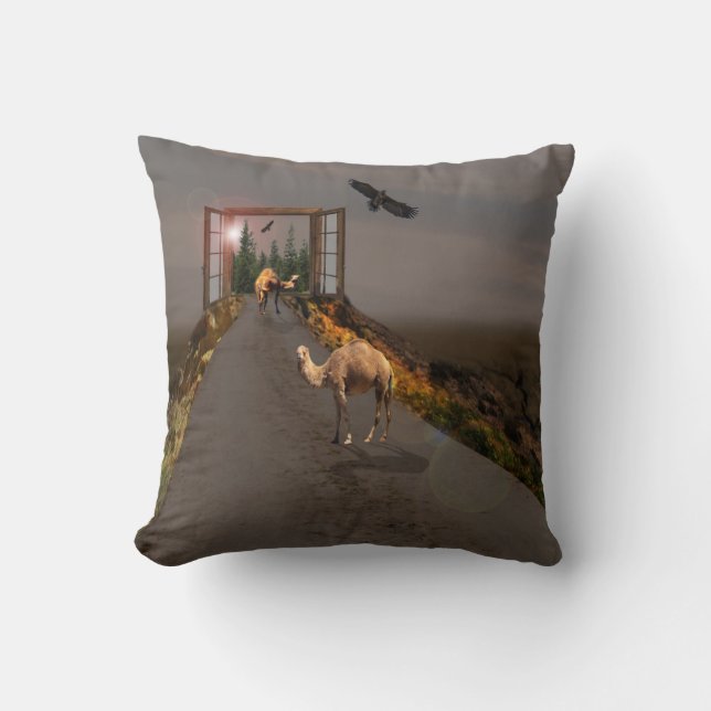 Coussin Les Camels Sur La Route À Nouveau, (Recto)