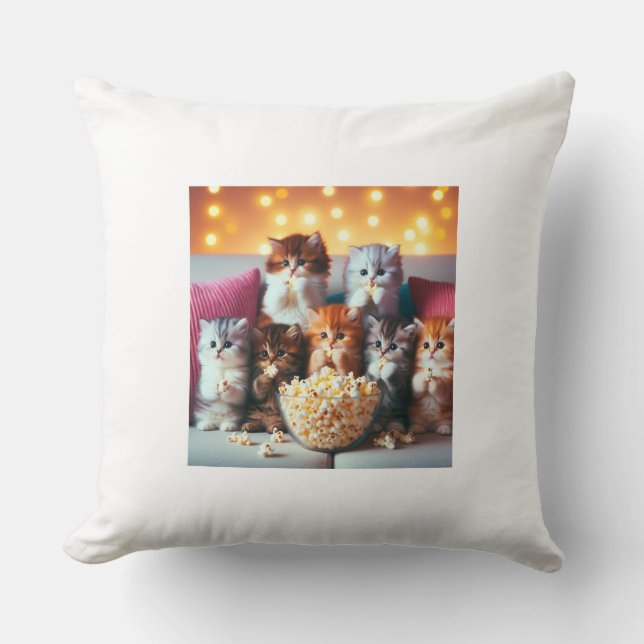 Coussin Les chatons aiment manger du pop-corn (Recto)