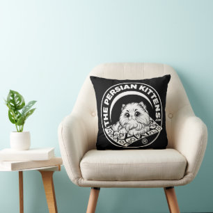 Coussin Les chatons persans blancs sur l'oreiller noir