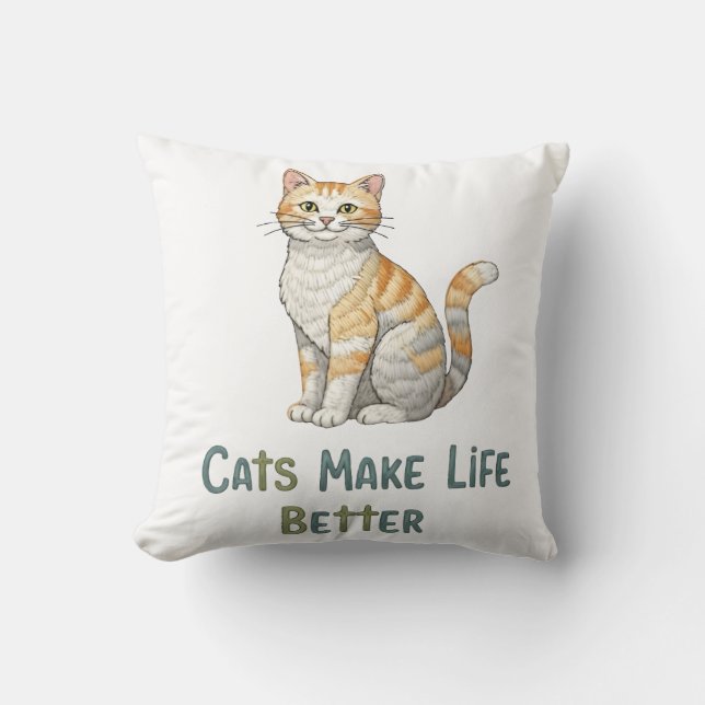 Coussin Les chats améliorent la vie (Recto)