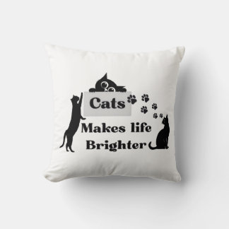 Coussin Les chats rendent la vie plus lumineuse – Douce in