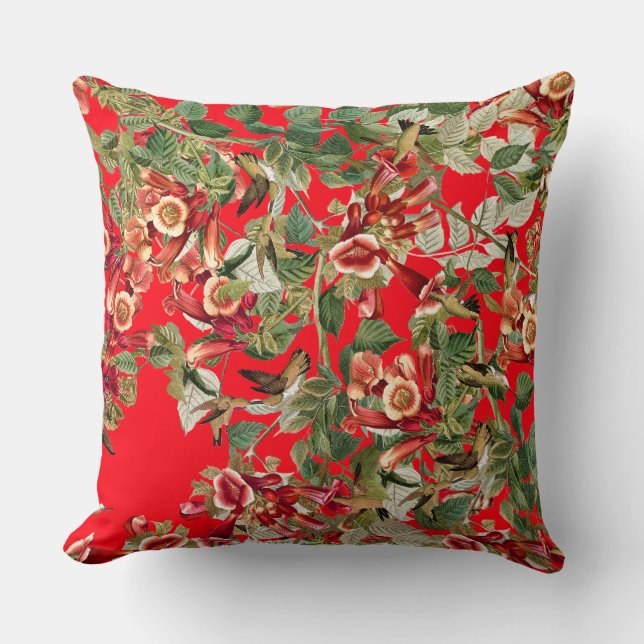 Coussin Les colibris Audubon floral fleurit le carreau (Recto)