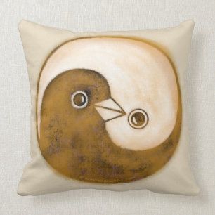 Coussin Les colombes de yang de Yin, or et polissent un