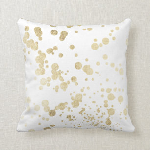 Coussin Les confettis élégants d'or blanc à la mode chi