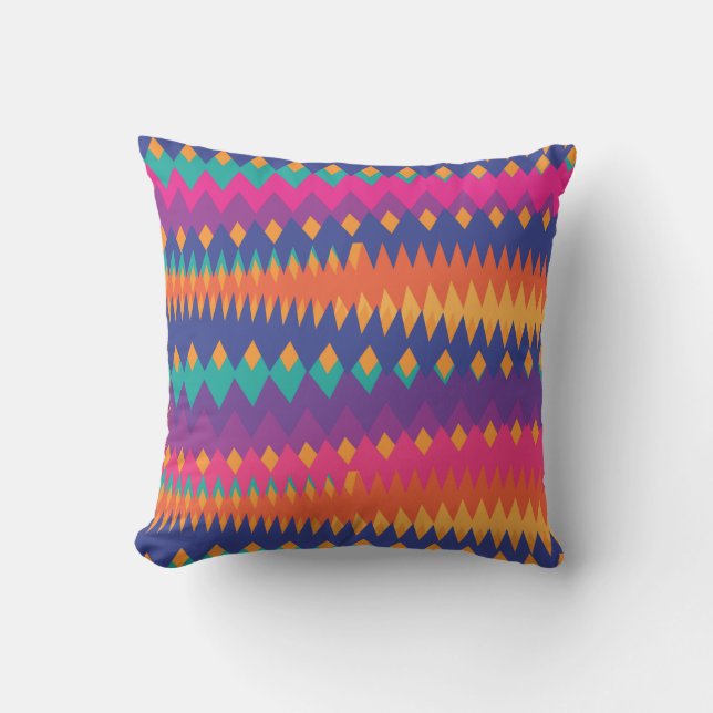 Coussin Les couleurs vives de la tribu moderne ZigZag (Recto)