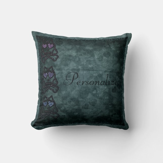 Coussin Les crânes gothiques scintillants ont personnalisé (Recto)