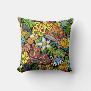 Coussin Les doodons de dessin Hawaii motif sans couture. A