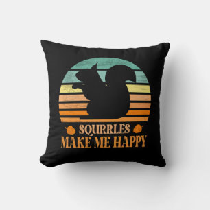 Coussin Les écureuils me rendent heureux l'écureuil Vintag