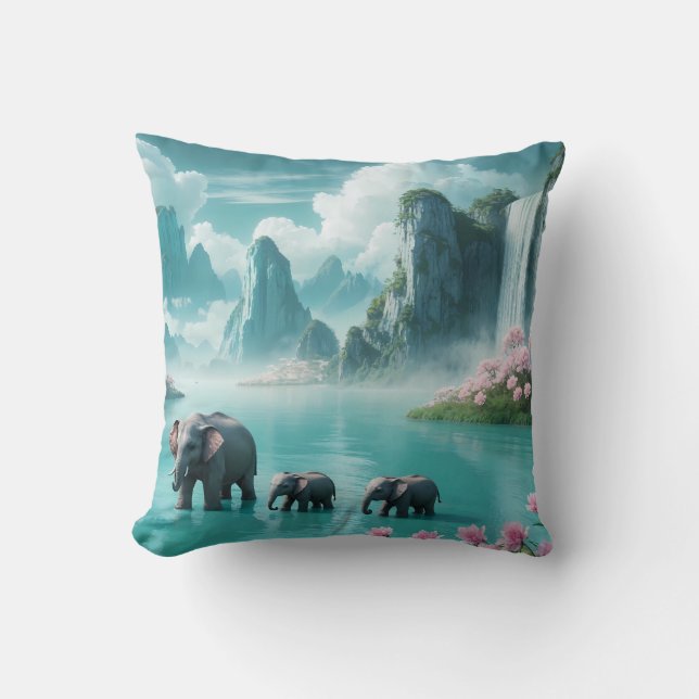Coussin Les éléphants dans un monde de rêve (Recto)