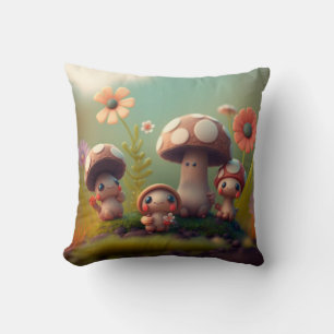 Coussin Les elfs de champignons dans le champ jettent l'or