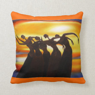 Coussin Les femmes unissent le carreau africain d'art