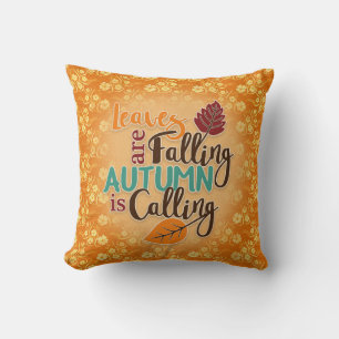 Coussin Les feuilles tombent, l'automne appelle Orange