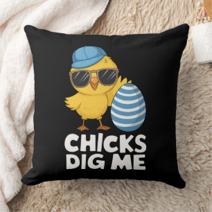 Coussin Les filles me kiffent Pâques drôle chasse aux œufs