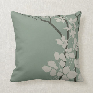 Coussin Les fleurs de cerisiers de Bella| brouillard jade