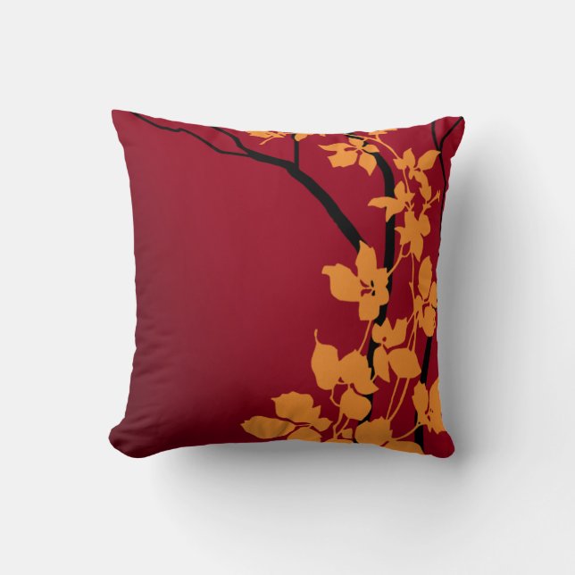 Coussin Les fleurs de cerisiers de Bella| tangerine rouge  (Recto)