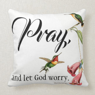 Coussin Les fleurs rouges d'oiseaux de colibri prient le