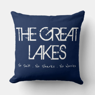 Coussin Les Grands Lacs, humour du Michigan